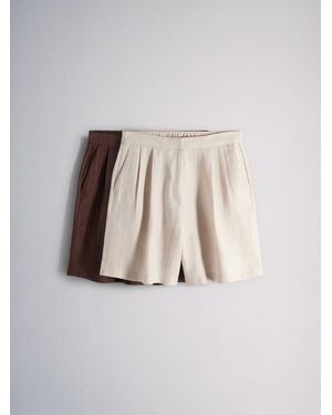 The Set 2 Pack Formal Shorts With Linen - Natural