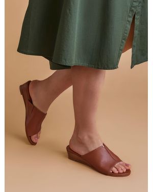 Jones Bootmaker Jocelyn Leather Wedge Heel Mules - Green