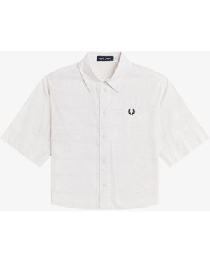 Fred Perry Open Weave Chequerboard Shirt - White