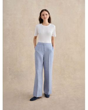 Hobbs Estella Linen Pants - Blue