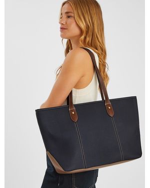 Accessorize Two Tone Zip Tote Bag - Blue