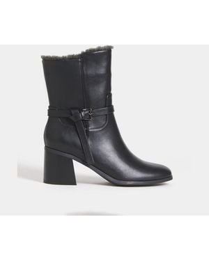 Simply Be Wide Fit Sherling Trim Block Heel Ankle Boots - White
