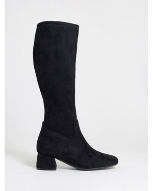 JD Williams Wide Fit Block Heel Stretch Knee High Boots - Black