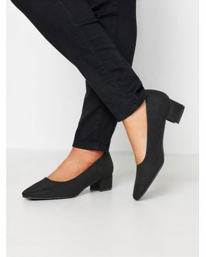 Yours Curve Extra Wide Fit Faux Suede Block Heel Court Shoes - Black
