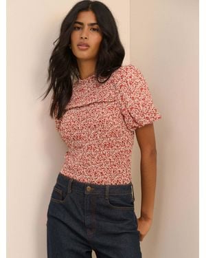 Nobody's Child Nobodys Child Floral Puff Sleeve Shirred Nicola Top