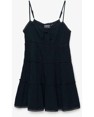 Superdry Cheesecloth Tiered Mini Dress - Blue