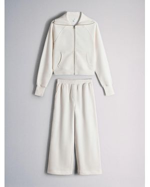 The Set Full Zip Through Sweat And Straight Leg Jogger Coord - Natural