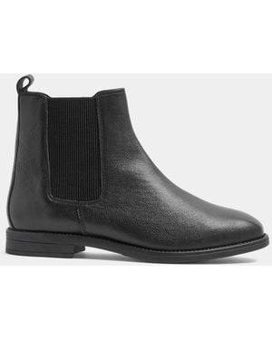 Evans Extra Wide Fit Leather Chelsea Boots - Black