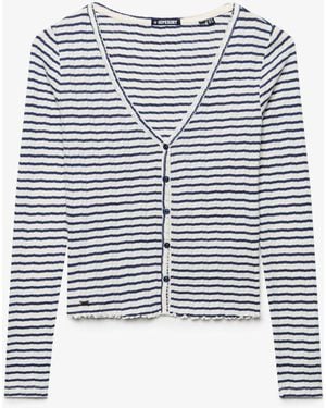 Superdry Stripe Athletic Essential Pointelle Cardigan - Blue