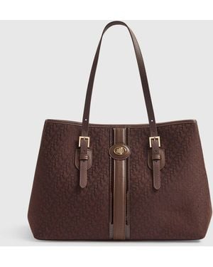 River Island Jacquard Stripe Monogram Shopper Bag - Brown