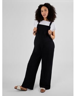 Jojo Maman Bébé Wide Leg Maternity Linen Dungaree - Black