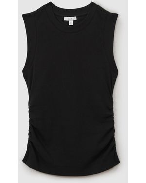 Reiss Ribbed Ruched Waist Vest - Black