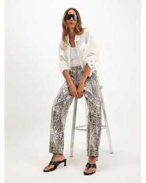 River Island Snake Print Barrel Jeans - White
