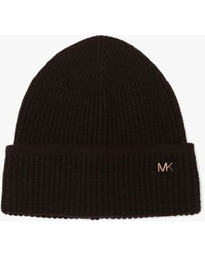 Michael Kors Beveled Rib Cuff Hat - Black