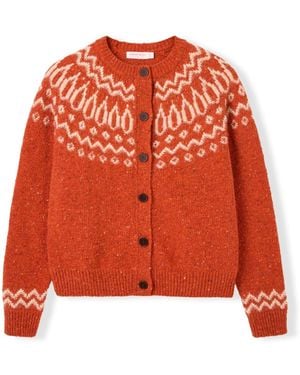 Celtic & Co. Donegal Two Tone Fair Isle Cardigan - Orange