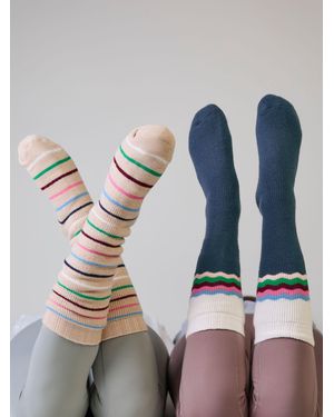 Totes Knee High Brushed Welly Socks 2 Pack - Blue