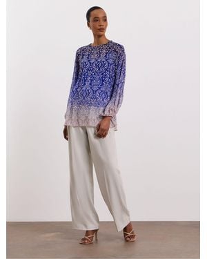 Joanna Hope Volume Sleeve Blouse - Purple