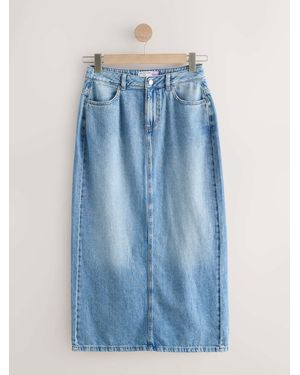Next Hourglass Maxi Column Denim Skirt - Blue