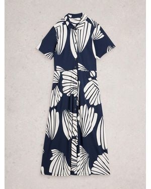 White Stuff Rua Jersey Shirt Dress - Blue