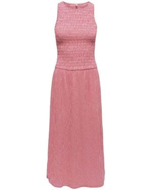 ONLY Gingham Smock Midi Dress - Pink