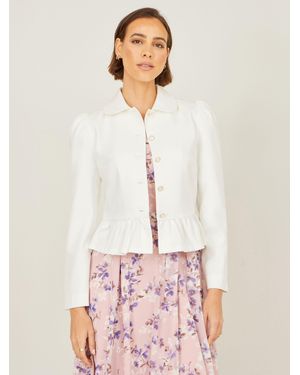 Yumi' Peplum Fitted Jacket - White