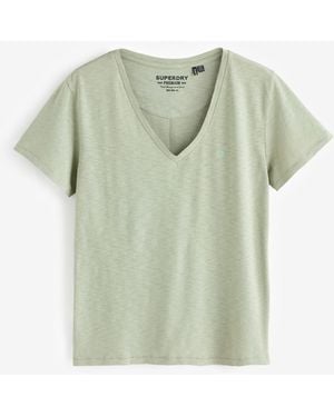 Superdry Sage Studio Slub Embroidered Short-Sleeve V-Neck T-Shirt - Green