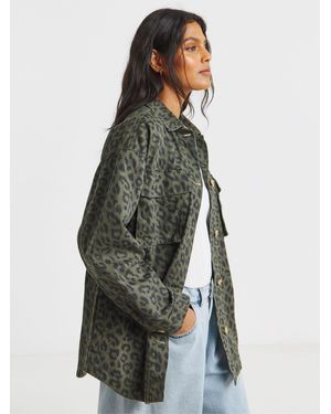 Simply Be Funnel Neck Utility Shirt - Green