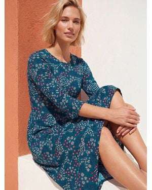 Roman Spot Print Pocket Dress - Blau