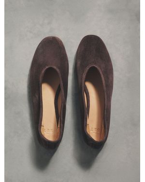 The Set Deconstructed Soft Suede Leather Ballerinas - Gray