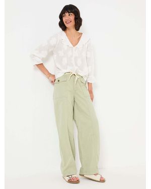 FatFace Fatface Henrietta Light Wide Leg Cargo Pants - White