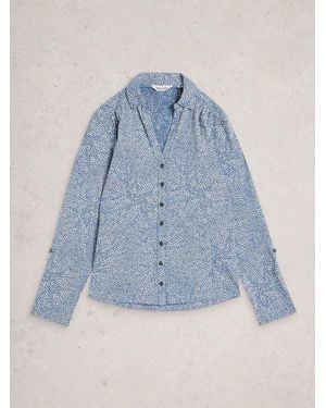 White Stuff Annie Cotton Jersey Shirt - Blue