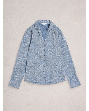 White Stuff Annie Cotton Jersey Shirt - Blue