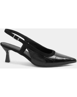 Yours Curve Wide Fit Croc Embossed Slingback Heels - White