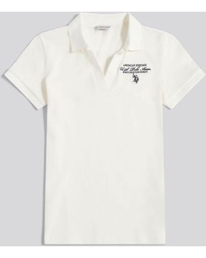 U.S. POLO ASSN. U. S. Polo Assn U. S. Polo Assn. Heritage Logo Pique Polo Shirt - White