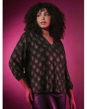 Roman Curve Glitter Sparkle Tunic Top - Pink