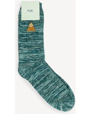 Folk Melange Socks - Blue