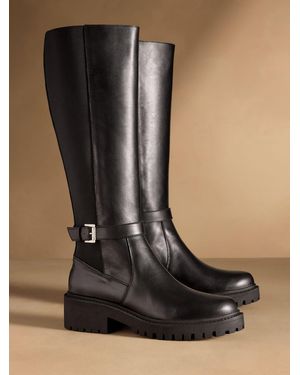 Russell & Bromley Kickstart Tall Chelsea Cleated Knee High Boots - Black