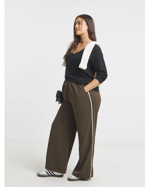 Simply Be Side Stripe Wide Leg Pants - Brown