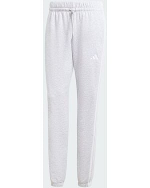 adidas Essentials 3-Stripes French Terry Cuffed Joggers - White