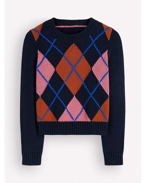 Boden Lucy Chunky Cotton Sweater - Blue