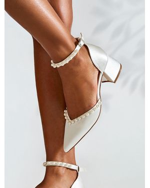 Linzi Swan Court Heels With Pearl Details - Brown