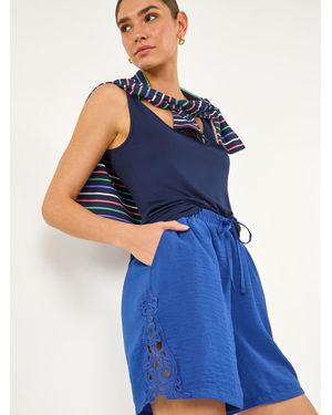 Roman Air Flow Lace Trim Shorts - Blue