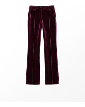 Ro & Zo Velvet Straight Leg Trousers - Purple