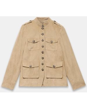 Mint Velvet Suede Military Jacket - Natural