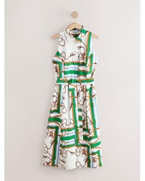 Next Halter Shirt Midi Belted Dress - Green