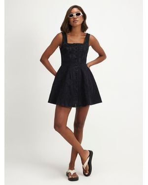 River Island Denim Embroidered Swing Dress - Black