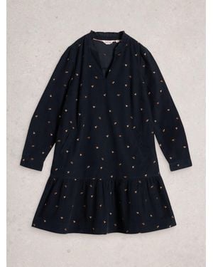 White Stuff Daria Cord Embroidered Dress - Blue