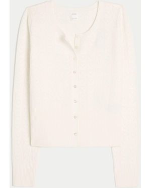 Hollister Gilly Hicks Heart Pointelle Cardigan - Natural