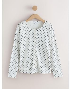 Next Ecru Ditsy Thermal Pointelle Cardigan - White