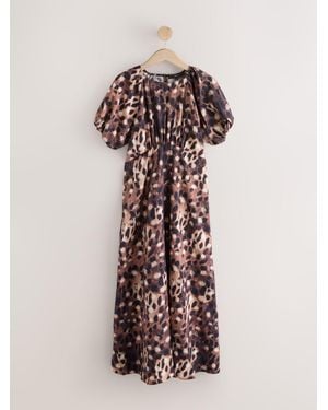 Next Puff Sleeve Midi Dress - Multicolor